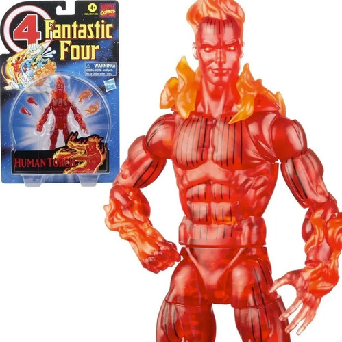 Figura Retro Antorcha Humana 4 Fantasticos Marvel - Hasbro