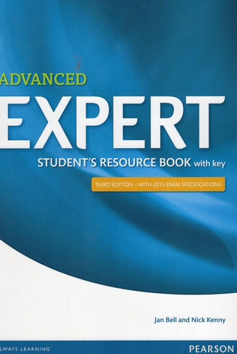 Advanced Expert Student Resource Book With Key, De Jan Bell - Nick Kenny. Editorial Pearson, Tapa Blanda En Inglés