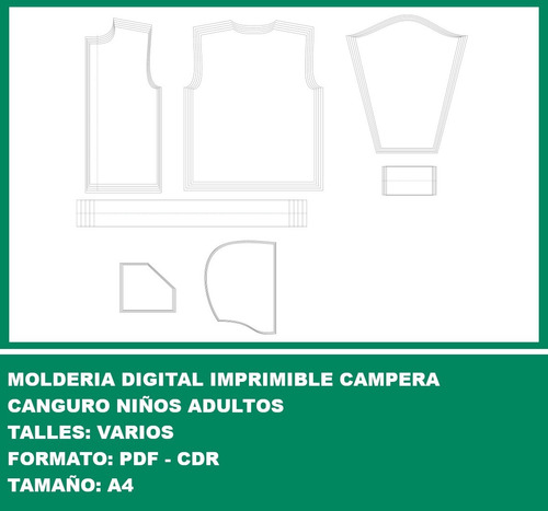 Molderia Digital Imprimible Campera Canguro Niños Adultos