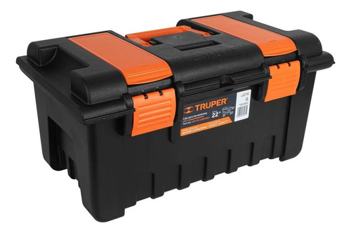 Caja De Herramientas 22'' 56cm Con Compartimentos Truper Color Negro-naranja