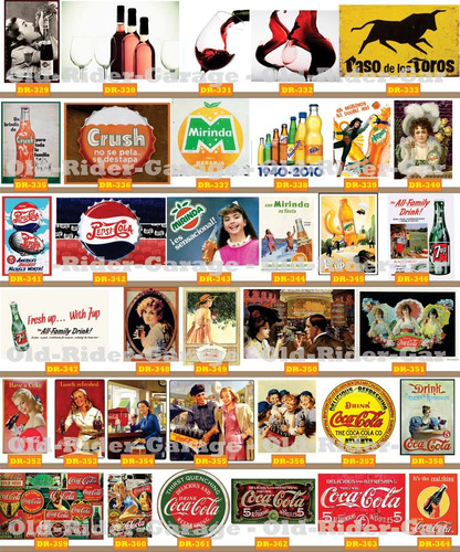 Chapas Decorativas Carteles Bebidas Retro Mediano Dr-316