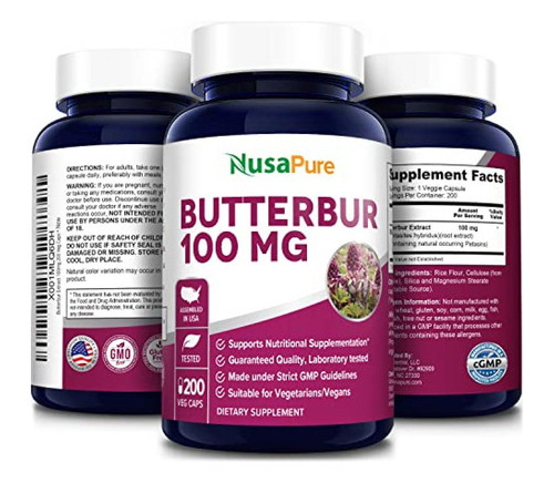 Extracto De Petasita Nusapure 100 Mg 200 Cápsulas Vegetales