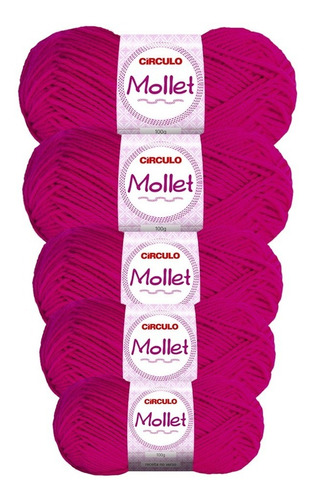 Lã Mollet 100g Crochê / Tricô - Círculo - 5 Novelos Cor 0390 - Magenta