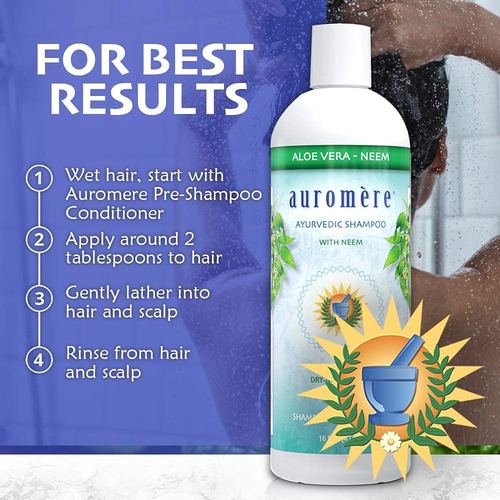 Shampoo Ayurvédico Auromere, Aloe Vera Neem Vegan, Não Usar
