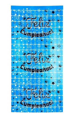 Adorno Mural Metálico Feliz Cumpleaños Celeste 2x1