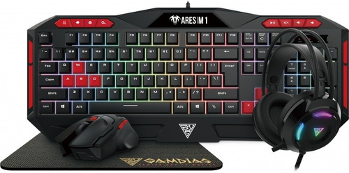 Kit De Teclado Mouse Audífonos Mousepad Gamdias Poseidon M2