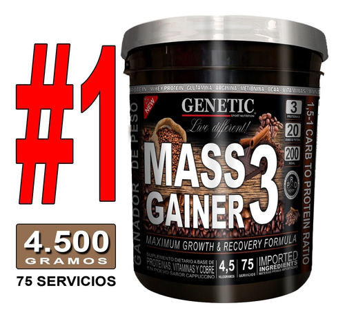 Mass Gainer 3 Genetic 4,5kg Crecimiento Muscular Definitivo