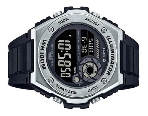 Reloj Casio Hombre Mwd-100h-1b 100m Sumergible Color De La Malla Negro Color Del Bisel Plateado Color Del Fondo Negro