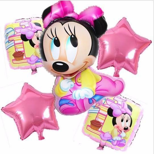 Minnie Mouse Bebé Globo Metalico Decoración Fiesta 5 Pzas