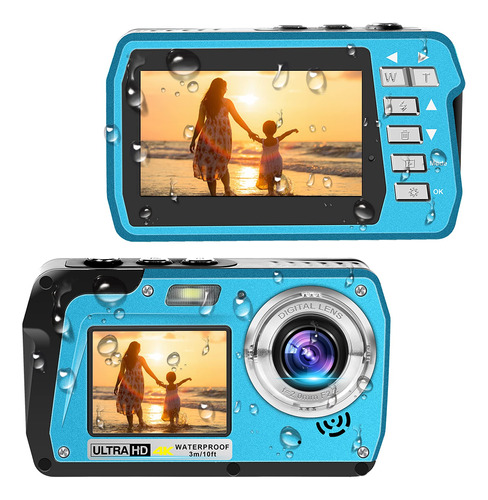 Camara Impermeable 4k Subacuatica 56 Mp Doble Pantalla Tft