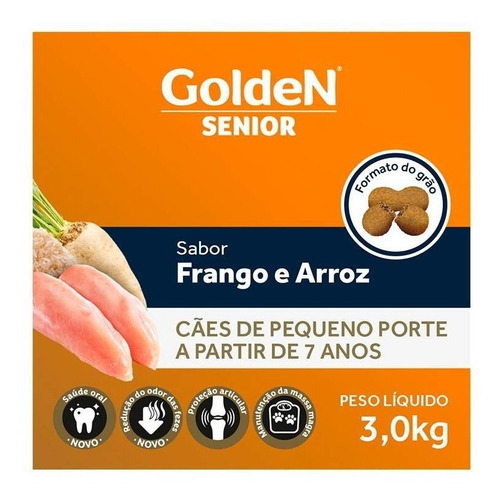 Alimento Golden Senior Mini Bits 3kg Ração Saudável Pet