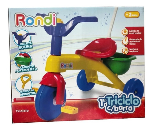 Triciclo Infantil Rondi 1er Triciclo c/Barra amarillo y azul