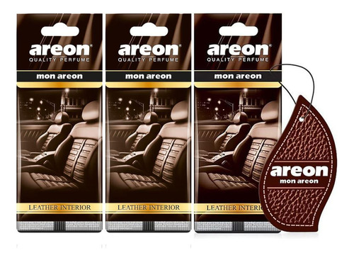 3 Perfumes Pra Carro Cheirinho Aromatizador Areon Leather