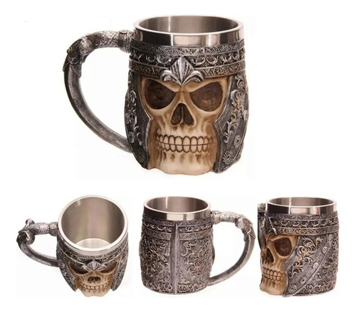 Vaso Con Mango De Calavera De Pirata De Acero Inoxidable, 40
