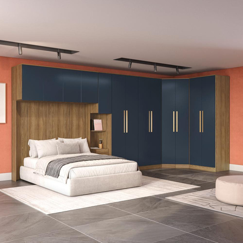 Quarto Modular Kappesberg Adapt Azul 6 Pç 474cm X 185cm