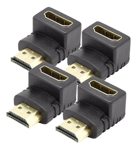 Adaptador Ficha Hdmi Macho A Hdmi Hembra 90 Grados Pack X4