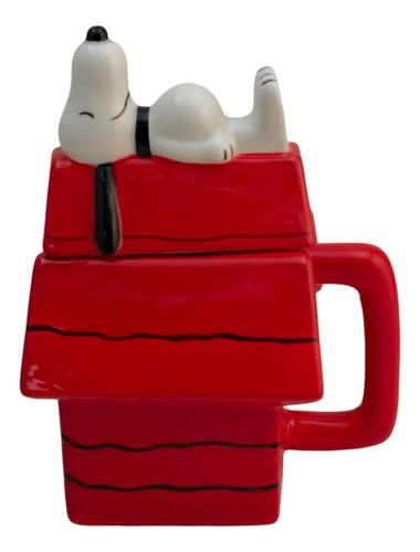 Taza De Cerámica 3d Con Tapa Casa Snoopy Peanuts 591 Ml