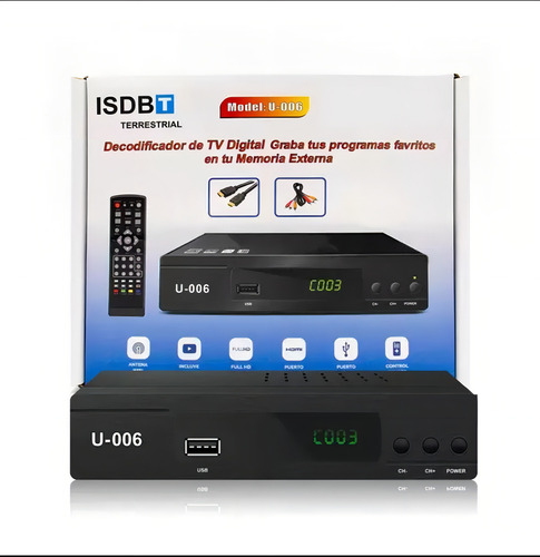 Decodificador Tv Digital Sintonizador Isdb-t Full Hd Negro Tda