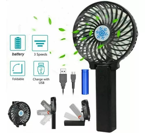 Ventilador Usb Mini +potente Velocidades Recargable Linterna