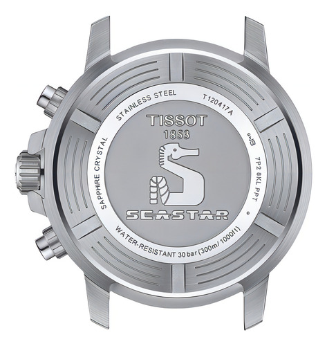 Relógio de pulso analógico masculino Tissot T120.417.17.051.03 com pulseira de resina preta, bisel prateado e fivela dupla