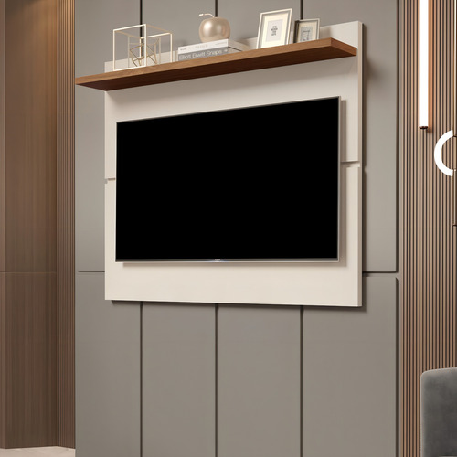 Painel Para Sala Quarto Tv Até 32 Polegadas - Mod.2006 Cor Off White/freijó
