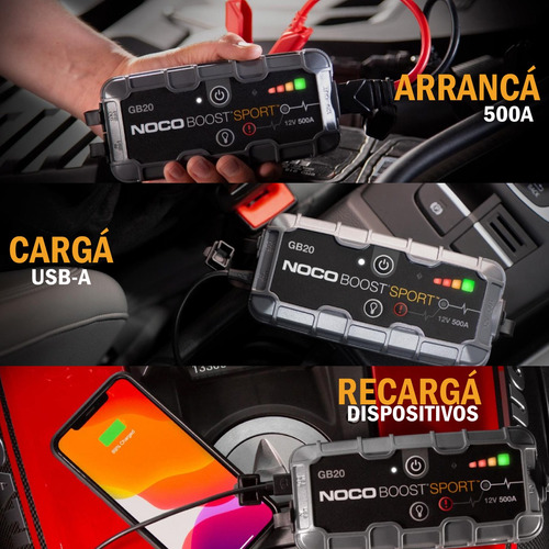 Imagen 7 de 10 de Arrancador Portatil Auto Power Bank Cargador Usb Noco 500a
