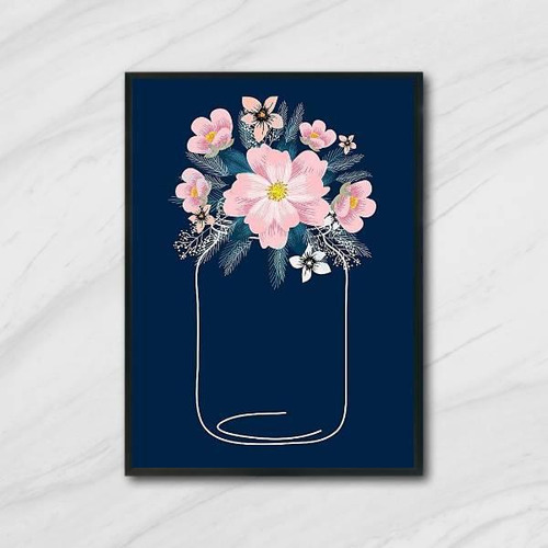 Quadro Decorativo Personalizado Pote Com Flores