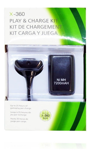 Kit Carga Y Juega Compatible Con Xbox 360 Cargador Y Batería