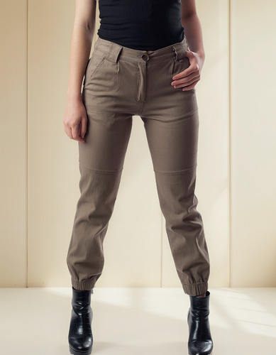 Pantalón Stretch Jogger Engomado De Cintura De Gabardina