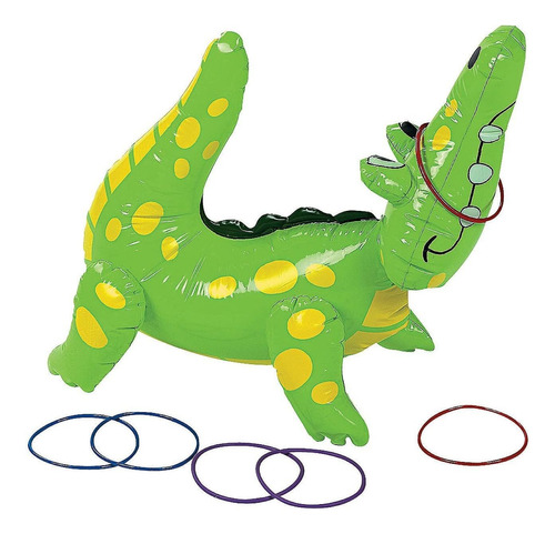 Inflatable Alligator Ring Toss Game (includes 6 Rings) Party