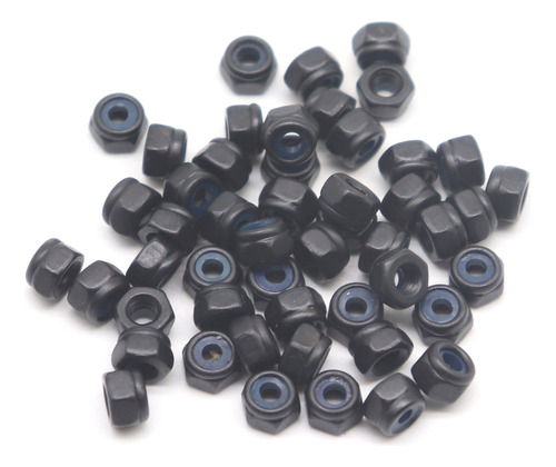 50 Unidad M3  0.5 Mm Negro Chapado Zinc Tuerca Bloqueo Self