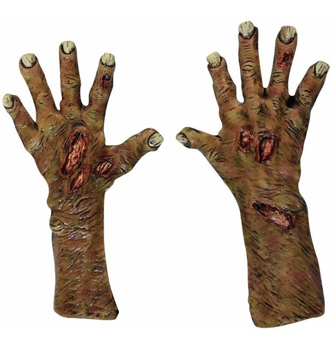 Imagen 1 de 1 de Manos De Látex Zombie Undead Large Gloves Guantes De Zombie