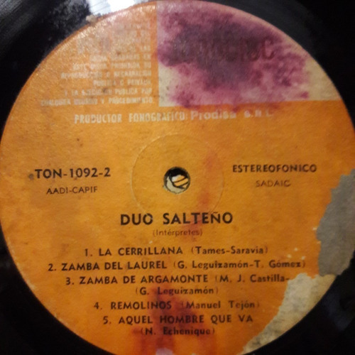 Sin Tapa Disco Duo Salteño Tonodisc F0