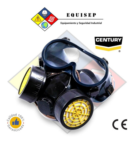 Imagen 1 de 10 de Kit Epp 2 Piezas | Monogafa + Respirador Doble Filtro Rc203