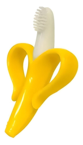 Mordedor Banana Cepillo Silicona Bebe Rasca Encías Amarillo 