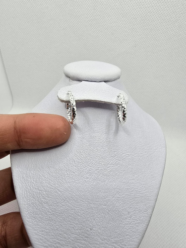 Arracada Arete Plata 925 Diamantado 1.4cm Diam