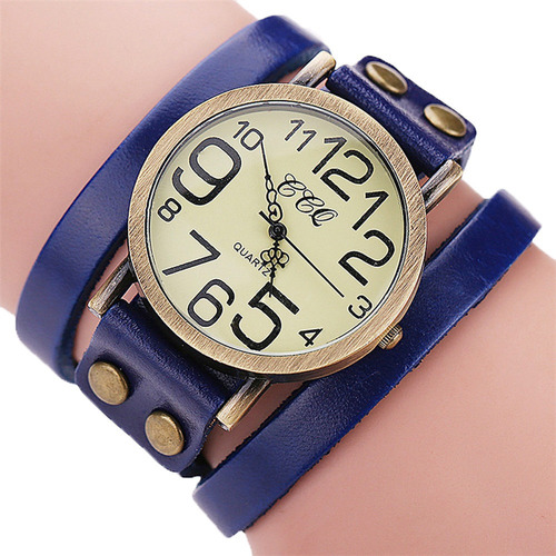 L Watch Ccq Marca Vintage Cuero Vaca Hombres Mujeres Muñeca