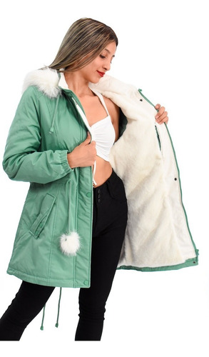 Imagen 6 de 9 de Campera Parka Importada Mujer Invierno Con Piel Yd 6365