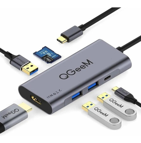 Adaptador Usb Tipo C - 7 En 1 Hdmi 4k Y 3 Puertos Usb 3.0