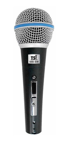 Microfone Com Fio De Mão Cardioide Dinâmico 58b Sw - Tsi