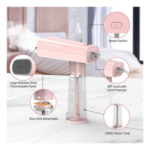 Vaporizador De Mano Homeasy T03 - Planchas Vapor Portátil Rosa