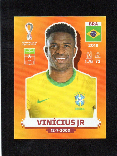 Mundial Qatar 2022. Figurita N° Bra 19, Vinicius Jr. Mira!!!