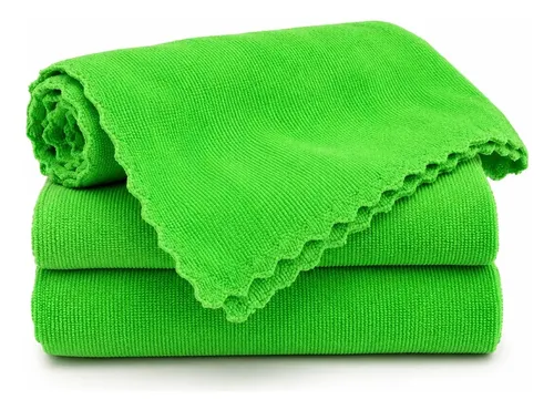 Kit 3 Pano Microfibra Limpeza Grande 40x70cm Alta Absorção Kit 3 Verde