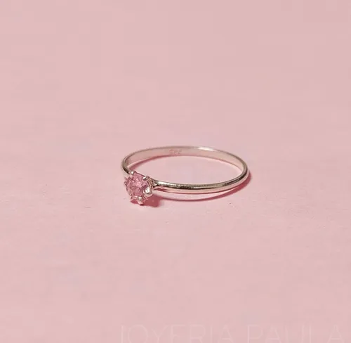 Anillo Piedra Rosa De Plata 925 Para Dama Econ mico Y Bonito