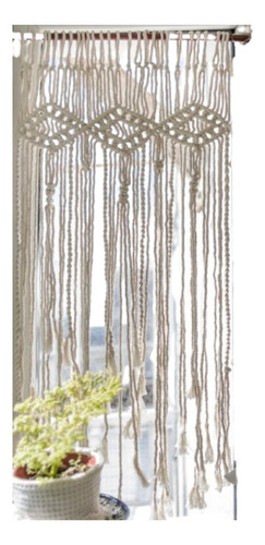 Cortina Visillo Panel Macrame De Algodon Artesanal 40x90 Cm