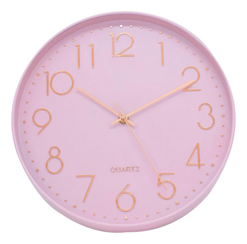 Relógio De Parede Rosa Com Números Em Cobre 30cm