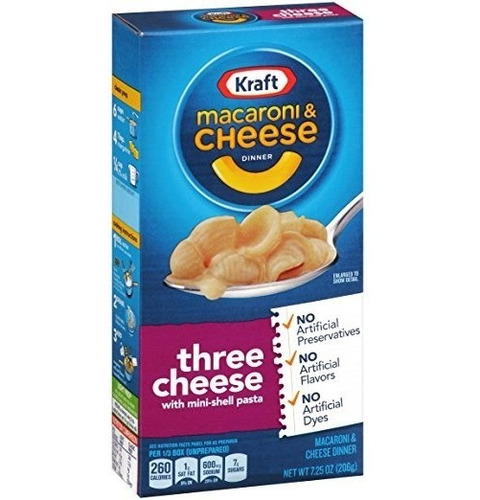 Kraft Macarrones Y Queso Cena, Tres Quesos, 7,25 Oz