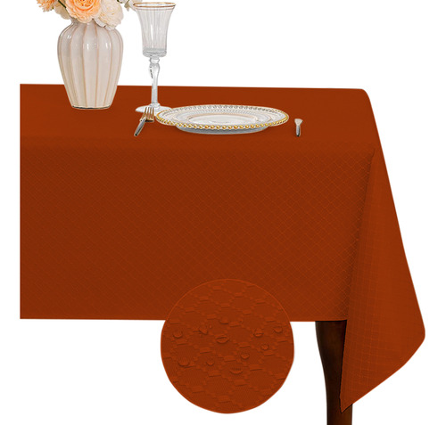 Mantel Impermeable Rectangular Protector P/mesa De 150x264cm Color Naranja