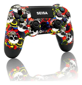 Joystick Wireless Con Motor Vibrador Para Ps4 Recargable Usb Color Logos