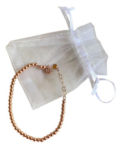 Pulseiras Esferas Bolinhas Banhada Ouro 18kt Com Extensor